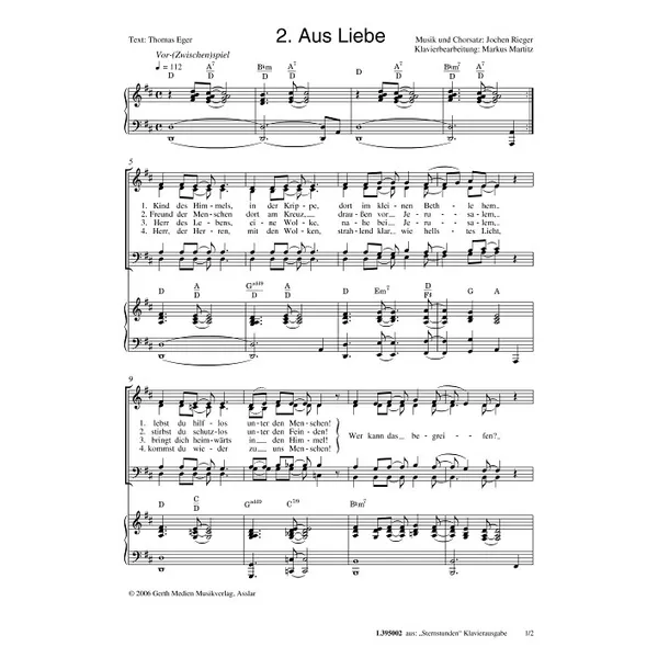Produktbild des Artikels Aus Liebe (Noten - Download)