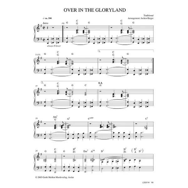 Produktbild des Artikels Over In The Gloryland (Noten - Download)