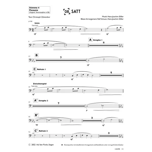 Produktbild des Artikels Satt (4. Posaune) (Noten - Download)