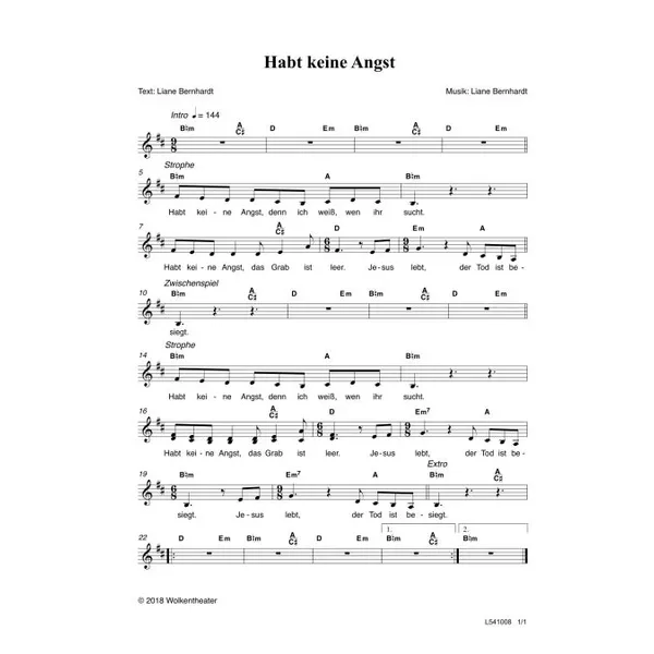 Produktbild des Artikels Habt keine Angst (Noten - Download)