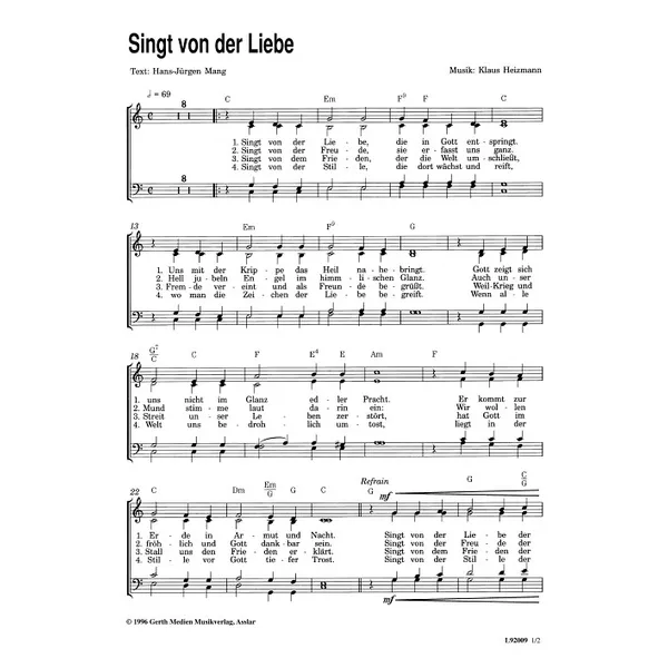 Produktbild des Artikels Singt von der Liebe (Noten - Download)