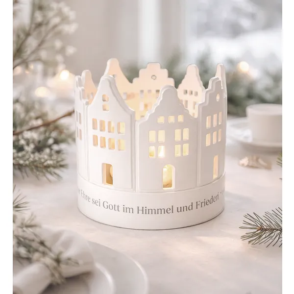 Produktbild des Artikels Weihnachtszeit – Windlicht aus Porzellan ()