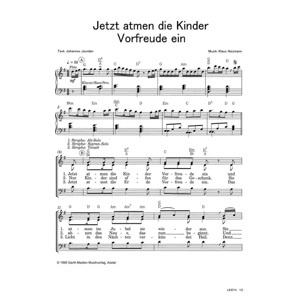 Produktbild des Artikels Jetzt atmen die Kinder Vorfreude ein (Noten - Download)