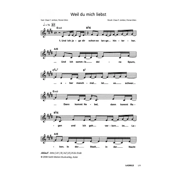 Produktbild des Artikels Weil du mich liebst (Noten - Download)