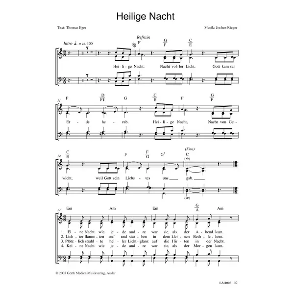 Produktbild des Artikels Heilige Nacht (Noten - Download)
