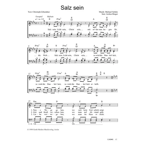 Produktbild des Artikels Salz sein (Noten - Download)