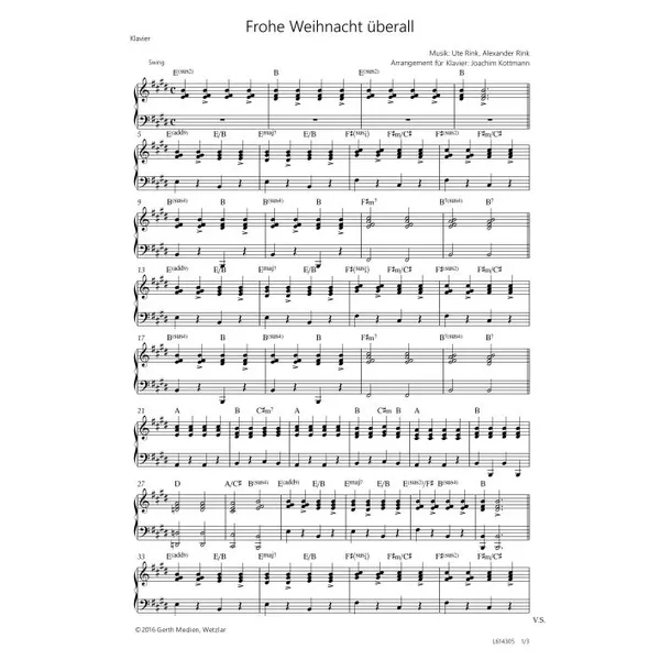 Produktbild des Artikels Frohe Weihnacht überall (Noten - Download)