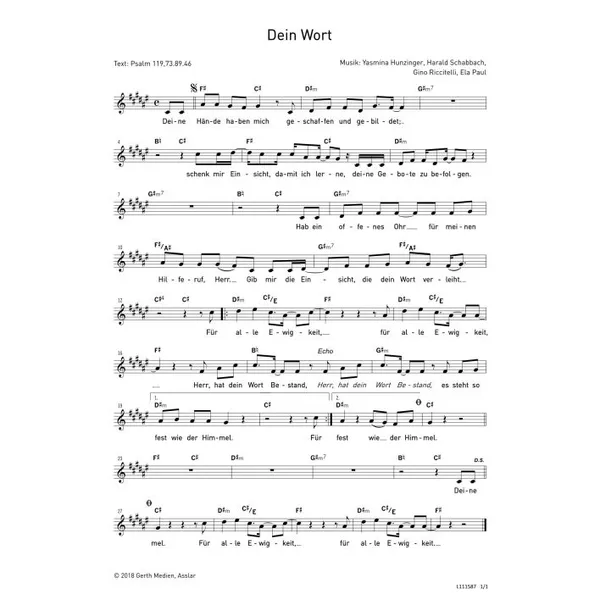 Produktbild des Artikels Dein Wort (Noten - Download)