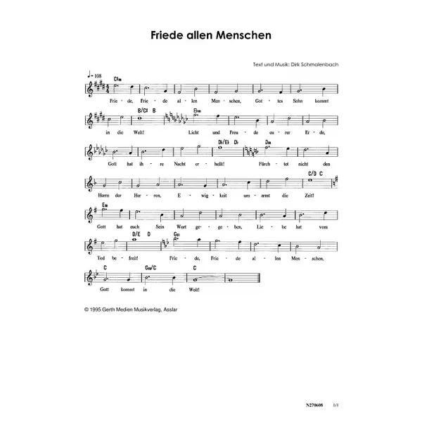 Produktbild des Artikels Friede allen Menschen (Noten - Download)