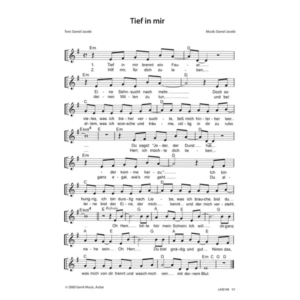 Produktbild des Artikels Tief in mir (Noten - Download)
