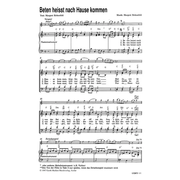 Produktbild des Artikels Beten heißt: nach Hause kommen (Noten - Download)