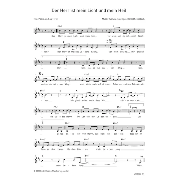 Produktbild des Artikels Der Herr ist mein Licht und mein Heil (Noten - Download)