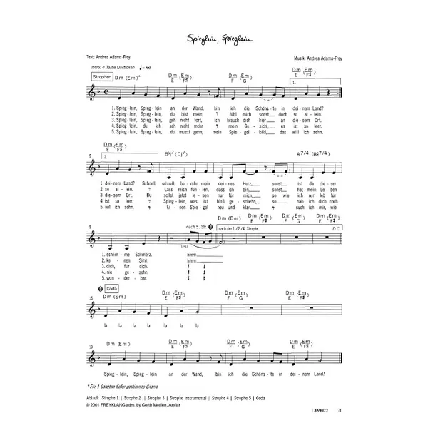 Produktbild des Artikels Spieglein, Spieglein (Noten - Download)