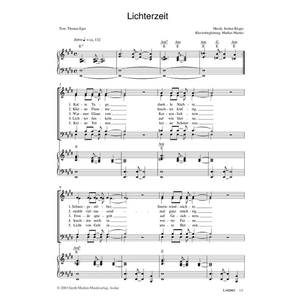 Produktbild des Artikels Lichterzeit (Noten - Download)
