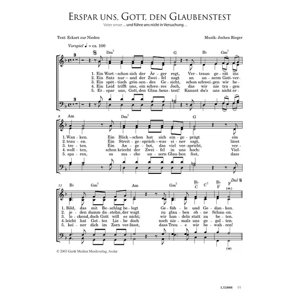Produktbild des Artikels Erspar uns, Gott, den Glaubenstest (Noten - Download)
