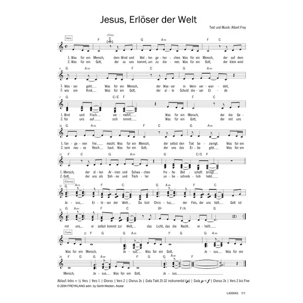 Produktbild des Artikels Jesus, Erlöser der Welt (Noten - Download)