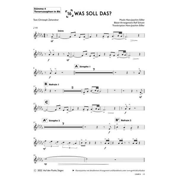 Produktbild des Artikels Was soll das? (Tenorsaxophon in Bb) (Noten - Download)