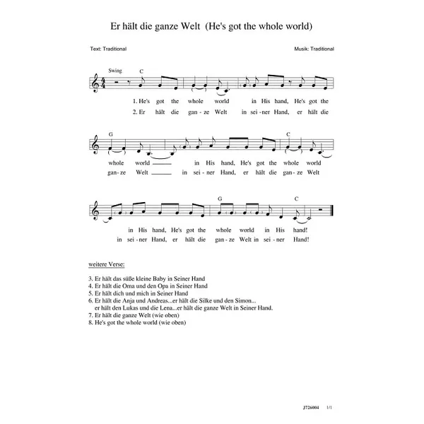Produktbild des Artikels Er hält die ganze Welt (Noten - Download)