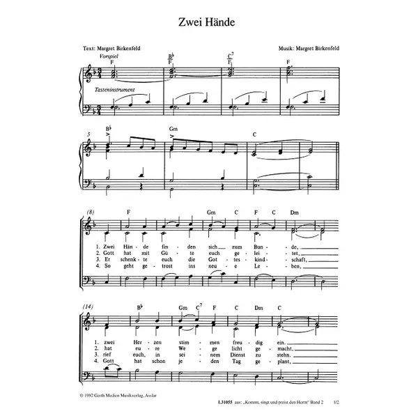 Produktbild des Artikels Zwei Hände (Noten - Download)