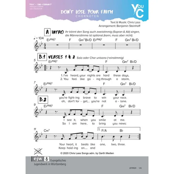 Produktbild des Artikels Don't Lose Your Faith (Noten - Download)