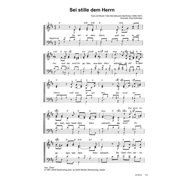 Produktbild des Artikels Sei stille dem Herrn (Noten - Download)