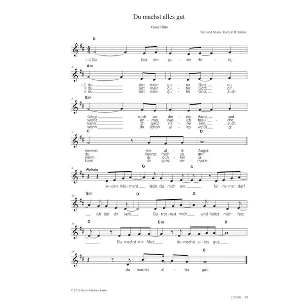 Produktbild des Artikels Du machst alles gut (Guter Hirte) (Noten - Download)