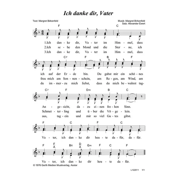 Produktbild des Artikels Ich danke dir, Vater (Noten - Download)