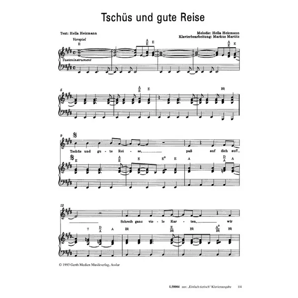 Produktbild des Artikels Tschüs und gute Reise (Noten - Download)