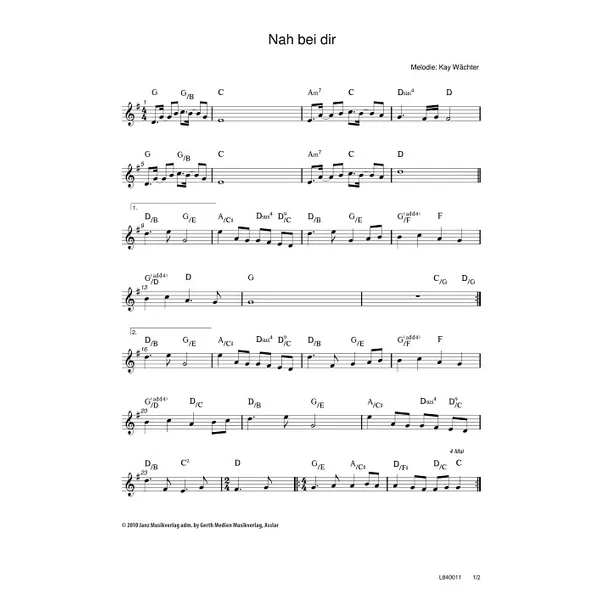 Produktbild des Artikels Nah bei dir (Noten - Download)