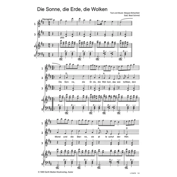 Produktbild des Artikels Die Sonne, die Erde, die Wolken (Noten - Download)