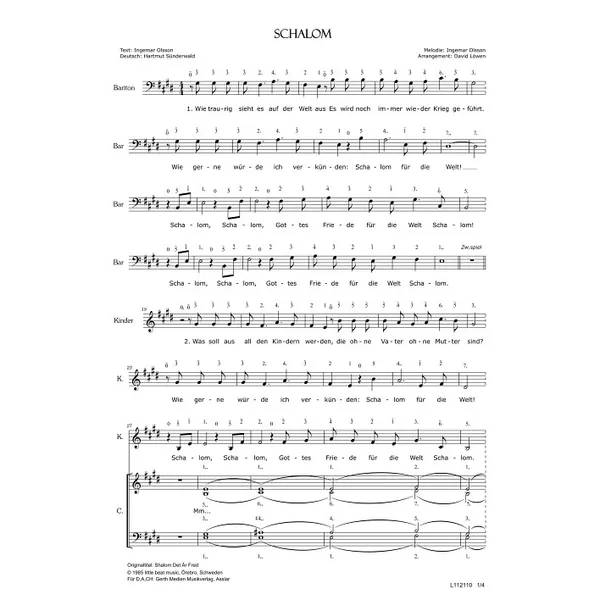 Produktbild des Artikels Schalom (Noten - Download)