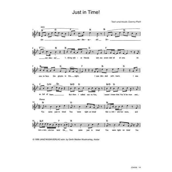 Produktbild des Artikels Just In Time (Noten - Download)