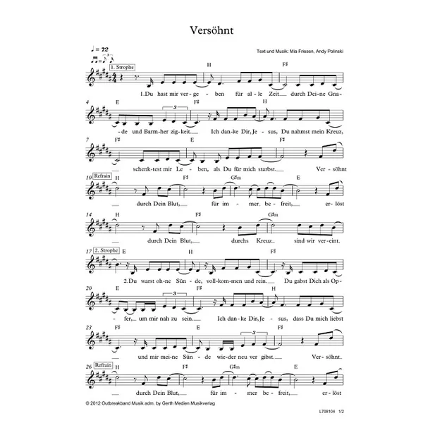 Produktbild des Artikels Versöhnt (Noten - Download)