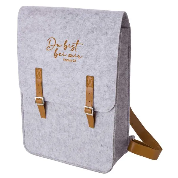 Produktbild des Artikels Rucksack Filz "Du bist bei mir" - hellgrau ()