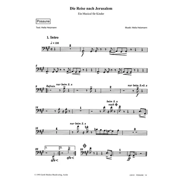 Produktbild des Artikels Die Reise nach Jerusalem (Posaune) (Noten - Download)