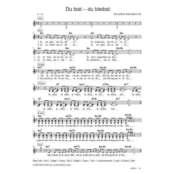Produktbild des Artikels Du bist - du bleibst (Noten - Download)