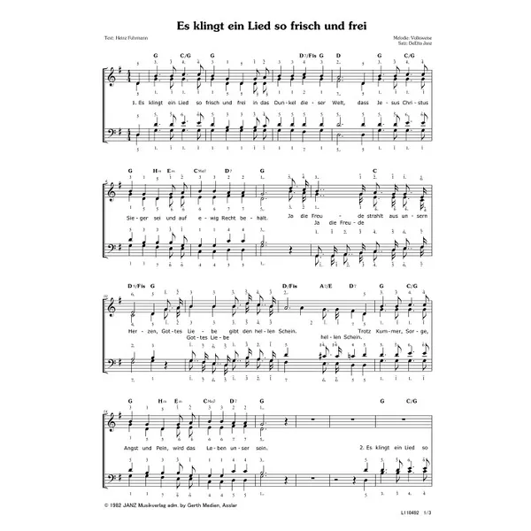 Produktbild des Artikels Es klingt ein Lied so frisch und frei (Noten - Download)