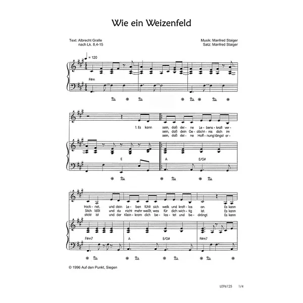 Produktbild des Artikels Wie ein Weizenfeld (Noten - Download)