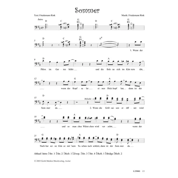 Produktbild des Artikels Sommer (Noten - Download)