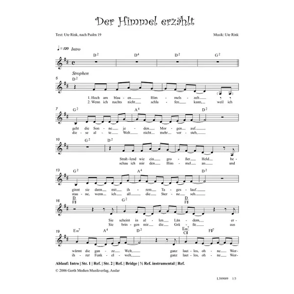 Produktbild des Artikels Der Himmel erzählt (Noten - Download)