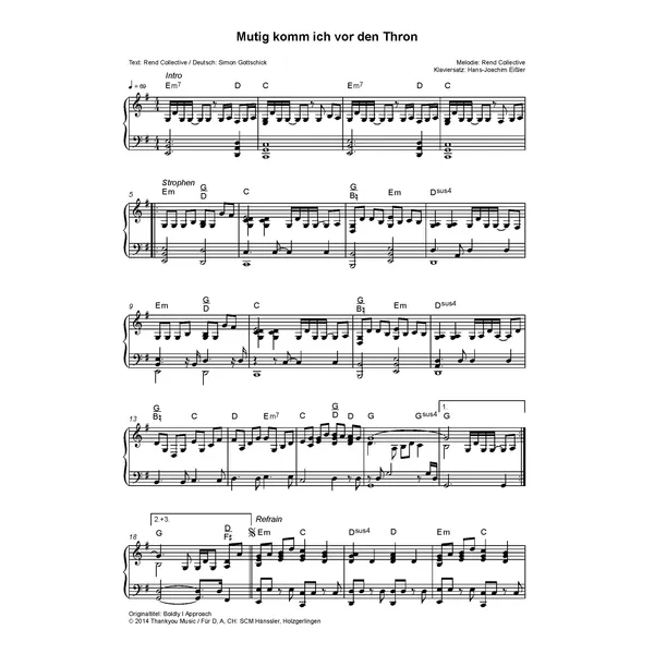 Produktbild des Artikels Mutig komm ich vor den Thron (Noten - Download)