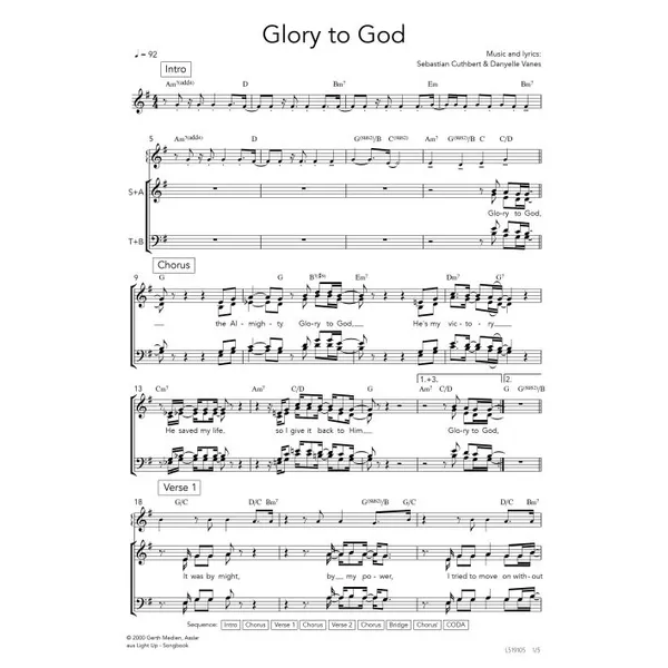 Produktbild des Artikels Glory To God (Noten - Download)