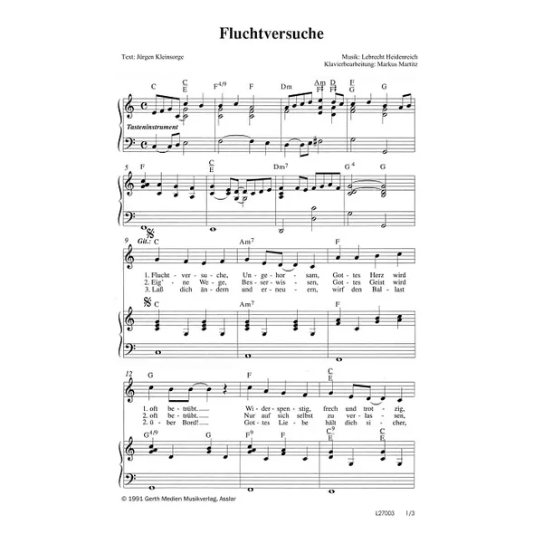 Produktbild des Artikels Fluchtversuche (Noten - Download)