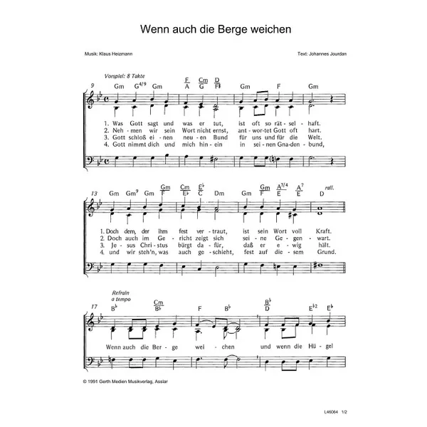 Produktbild des Artikels Wenn auch die Berge weichen (Noten - Download)