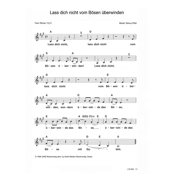 Produktbild des Artikels Lass dich nicht vom Bösen überwinden (Noten - Download)