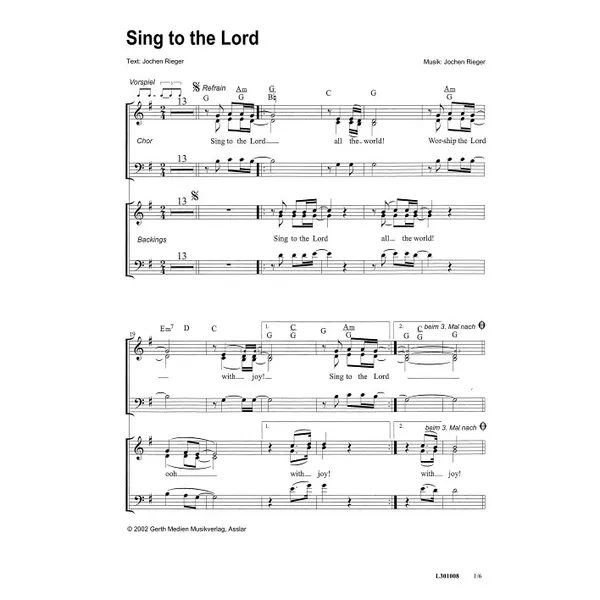 Produktbild des Artikels Sing To The Lord (Noten - Download)