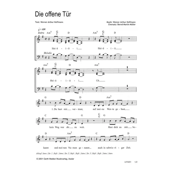 Produktbild des Artikels Die offene Tür (Noten - Download)