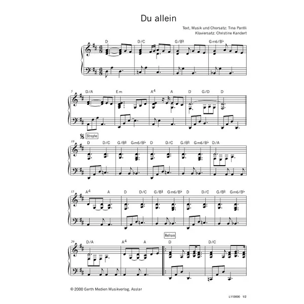 Produktbild des Artikels Du allein (Noten - Download)