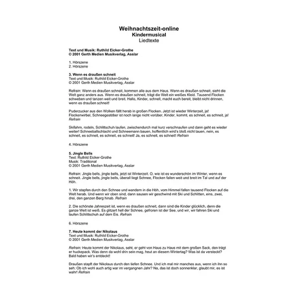 Produktbild des Artikels weihnachtszeit-online (Liedtexte) (Noten - Download)