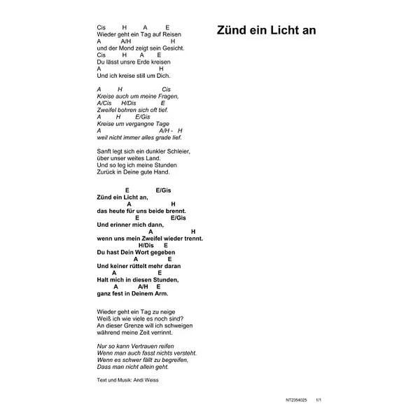 Produktbild des Artikels Zünd ein Licht an (Noten - Download)